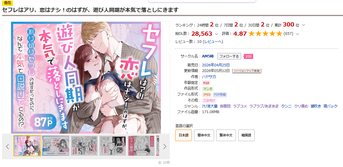 セフレはアリ、恋はナシ!のはずが、遊び人同期が本気で落としにきますDLsite